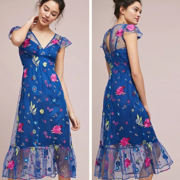 Tracy Reese Dresses & Skirts - Tracey Reese for Anthropologie Embroidered Topaz Dress Size 6